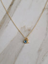 Initial Birthstone Necklace March Aquamarine Blue