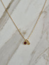 Initial Birthstone Necklace July Ruby Red