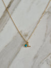 Initial Birthstone Necklace December Blue Zircon